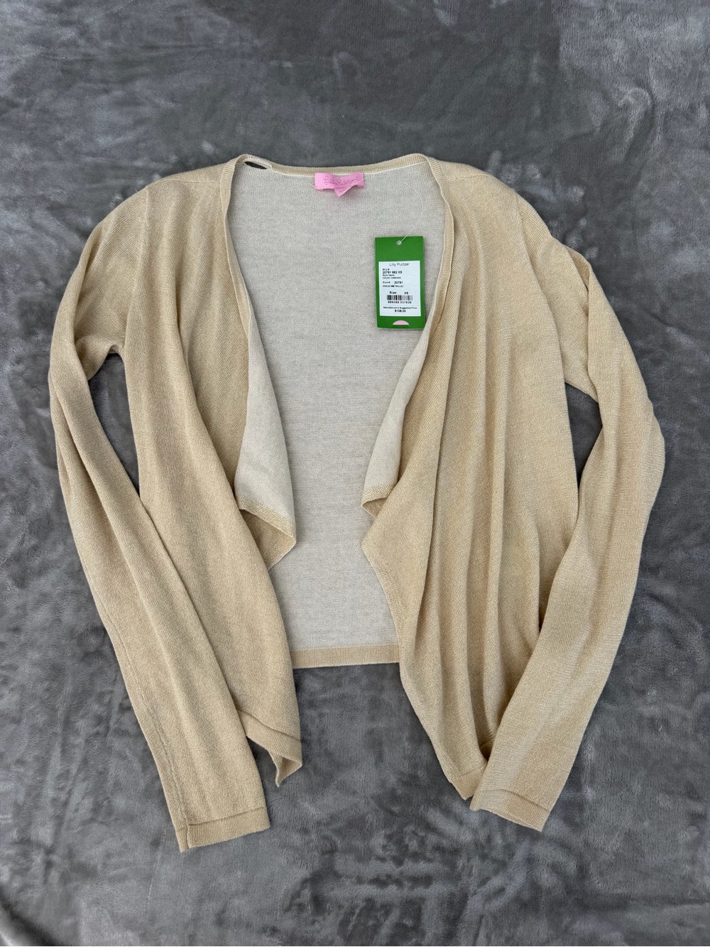 Lilly Pulitzer Beige Open-Front Draped Cardigan